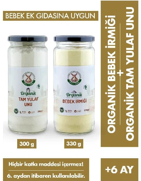 Organik Bebek İrmiği 330 g + Organik Tam Yulaf Unu 300 g Seti