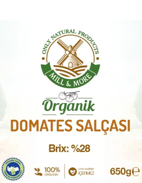 Organik Tuzsuz Domates Salçası 650 g + Organik Tuzsuz Tatlı Biber Salçası 610 g Seti