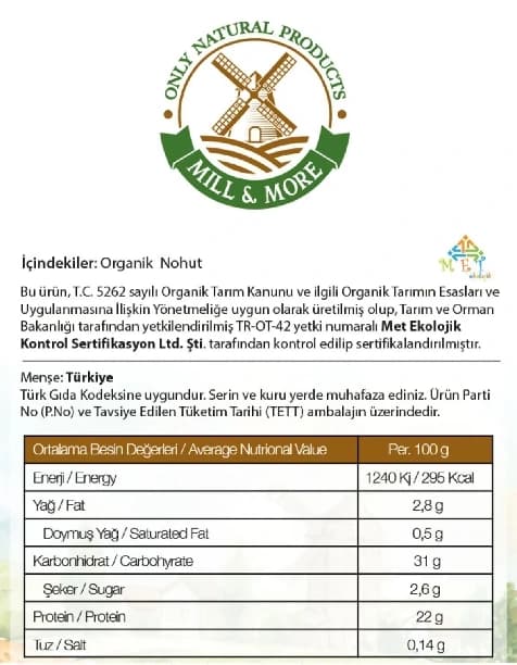 Bakliyat Seti - Organik Pilavlık Bulgur 750 G Organik Nohut 750 G Organik Kuru Fasulye 750 G