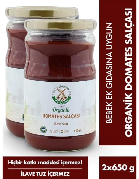 2'li Organik Tuzsuz Domates Salçası 650 g
