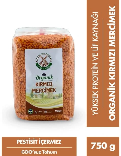 Organik Kırmızı Mercimek 750 gr