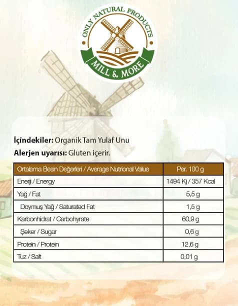 Organik Tam Yulaf Unu 300 g +6 Ay