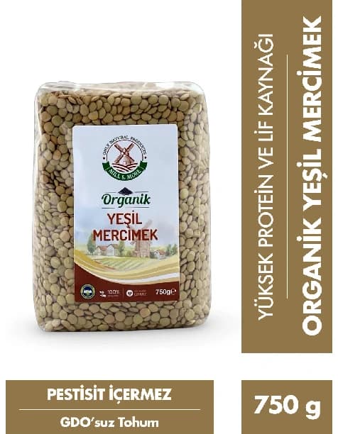 Organik Yeşil Mercimek 750 g