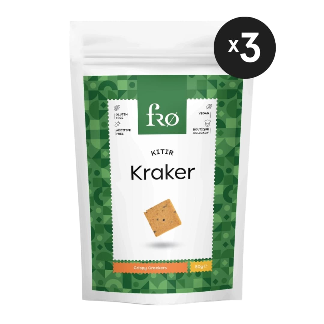 FRO 3'lü Kıtır Kraker Vegan Glutensiz Tuzlu Doyurucu Sağlıklı Katkısız Atıştırmalık 3x50gr
