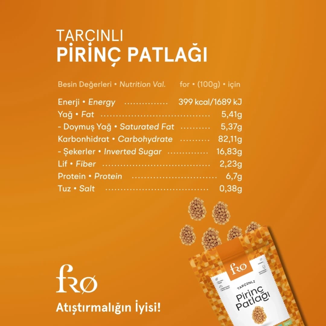 FRO 5'li Tarçınlı Pirinç Patlağı Glutensiz Vegan Şekersiz Sağlıklı Atıştırmalık