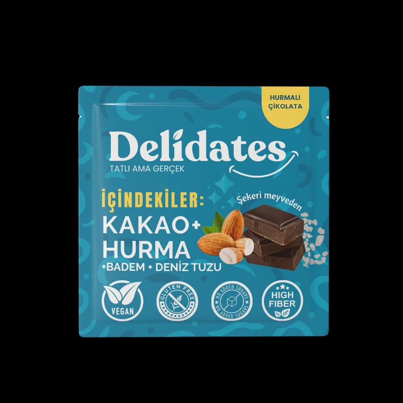 Delidates Bademli & Deniz Tuzlu Hurmalı Bitter Çikolata