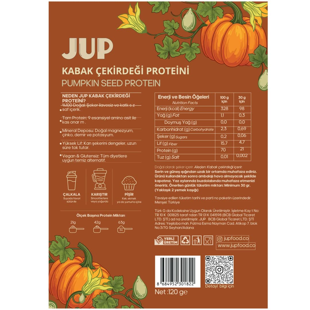 JUP Kabak Çekirdeği Proteini 120 gr