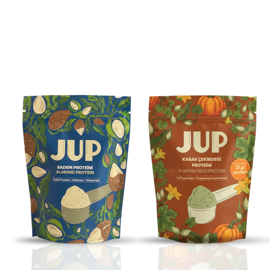 JUP Bitkisel Protein Seti | Badem Proteini (240 gr) + Kabak Çekirdeği Proteini (120 gr)