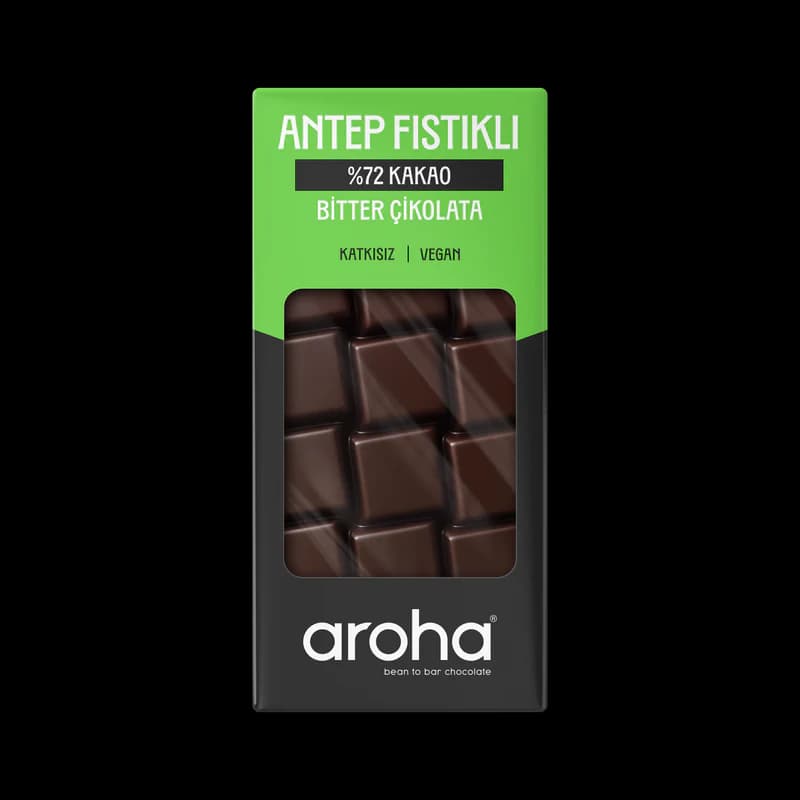 %72 Kakao Antep Fıstıklı Bitter Çikolata 100 g