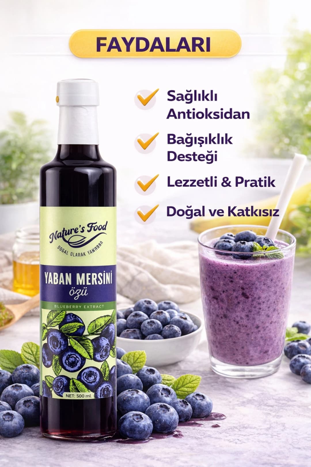 Yaban Mersini Özü 700gr %100 Doğal • Katkısız • Soğuk Sıkım • Yoğun Kıvam