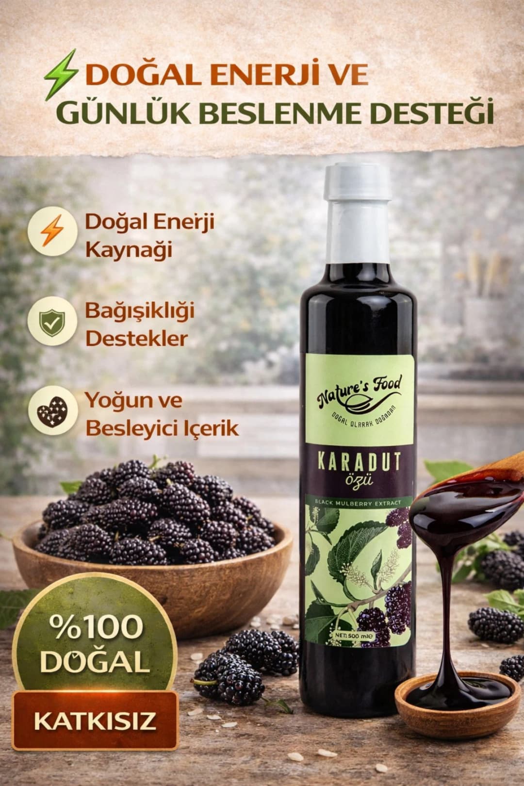 Karadut Özü 700g %100 Doğal Katkısız Şekersiz Yoğun Kıvam Antioksidan Kaynağı