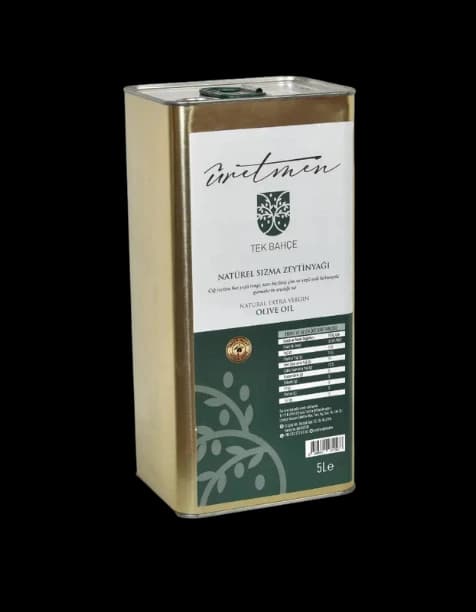 %0,2 Asit 5 lt Filtresiz Zeytinyağı, Erken Hasat, Soğuk Sıkım-Tek Bahçe
