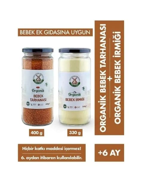 Organik Bebek Tarhanası 400 g + Organik Bebek İrmiği 330 g Seti