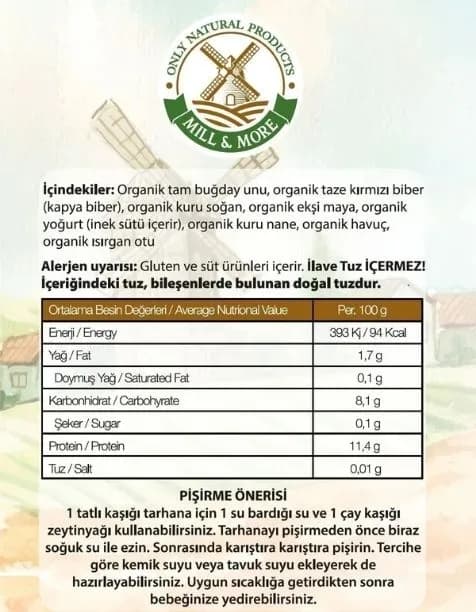 Organik Bebek Tarhanası 400 g + Organik Bebek İrmiği 330 g Seti
