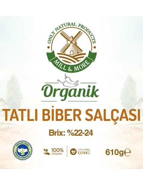 2'li Organik Tuzsuz Tatlı Biber Salçası 610 g