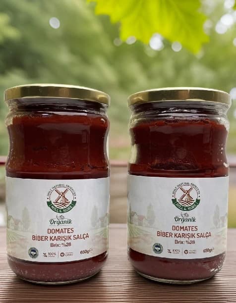 2'li Organik Tuzsuz Domates Biber Karışık Salça 650 G