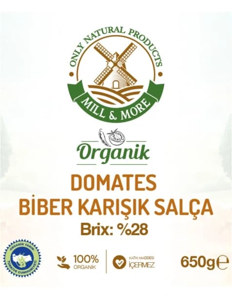 2'li Organik Tuzsuz Domates Biber Karışık Salça 650 G