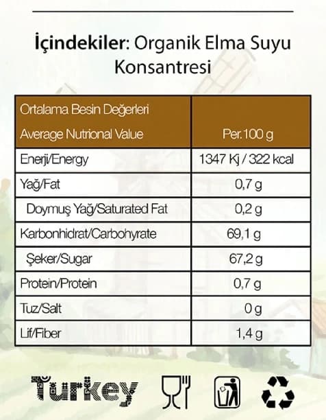 Organik Elma Suyu Konsantresi 675 g +6 Ay