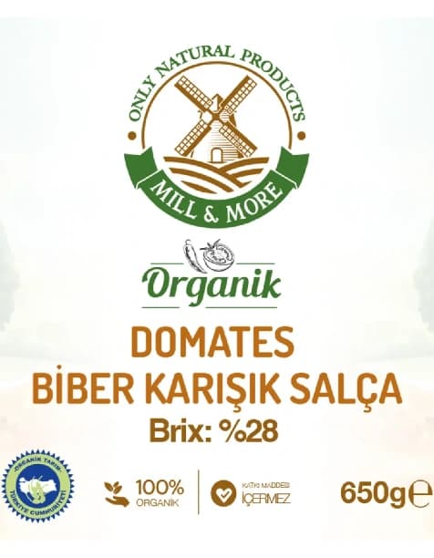 Organik Tuzsuz Domates Biber Karışık Salça 650 G