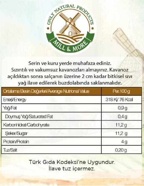 Organik Tuzsuz Domates Biber Karışık Salça 650 G