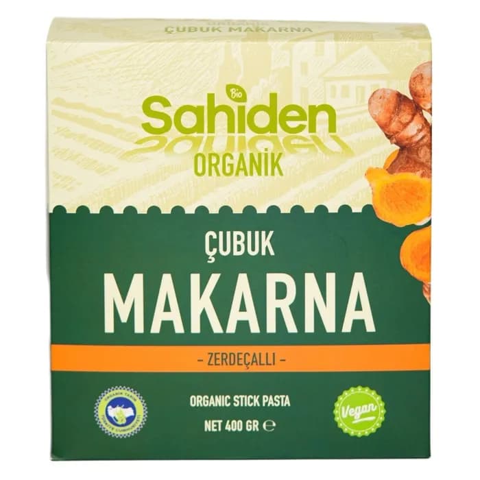 ORGANİK ÇUBUK MAKARNA VEGAN ZERDEÇALLI - 400 GR