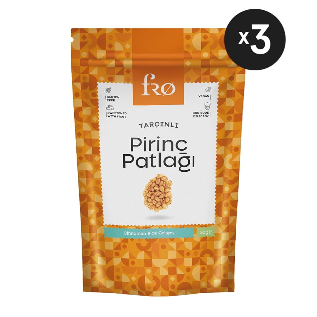 FRO 3'lü Tarçınlı Pirinç Patlağı Glutensiz Vegan Şekersiz Sağlıklı Atıştırmalık
