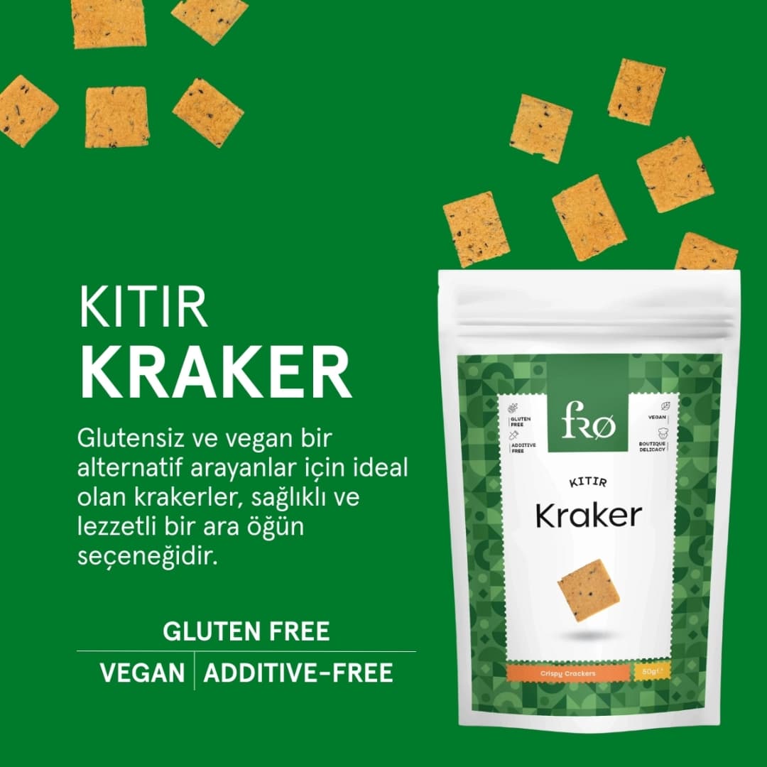 FRO 5'li Kıtır Kraker Vegan Glutensiz Tuzlu Doyurucu Sağlıklı Katkısız Atıştırmalık 5x50gr