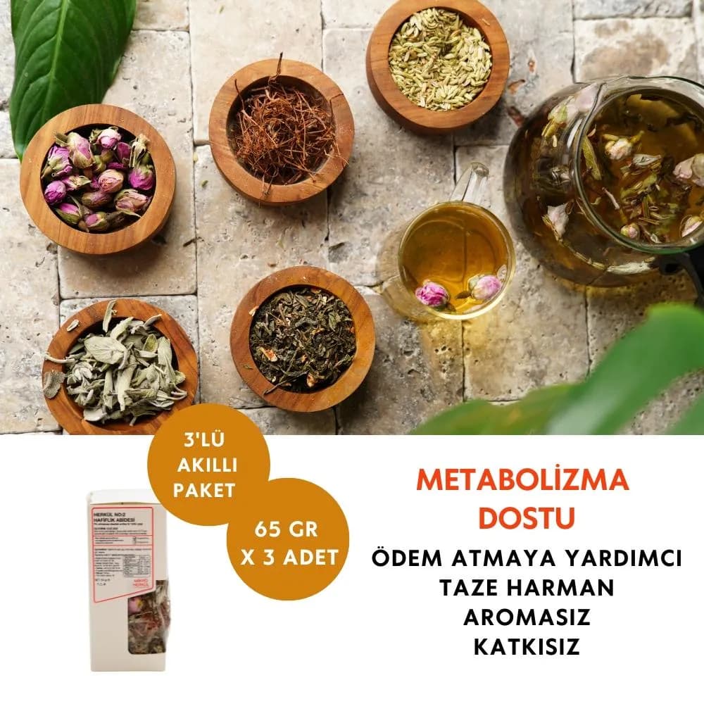Herkül Bitki Çayı No:2 Hafiflik Abidesi 3'lü Akıllı Paket (65 gr x3)