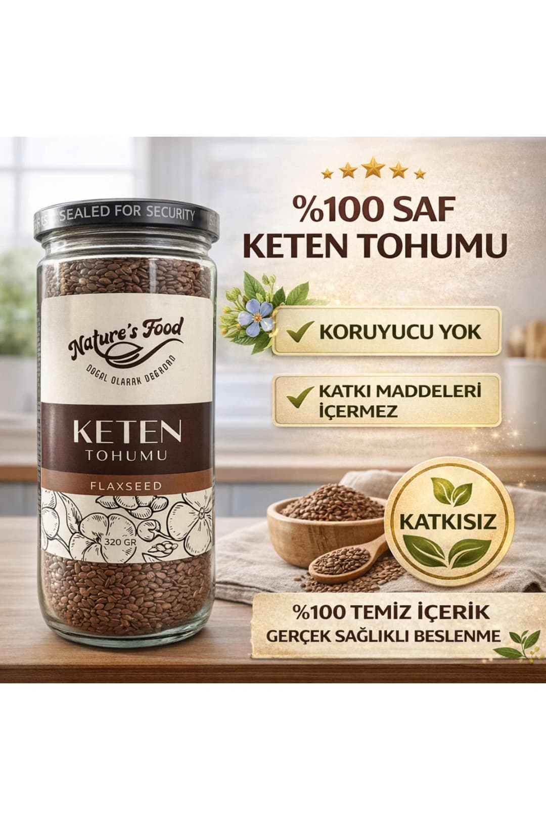 Keten Tohumu Cam Kavanoz Net 320gr