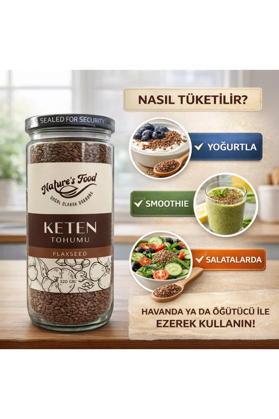 Keten Tohumu Cam Kavanoz Net 320gr