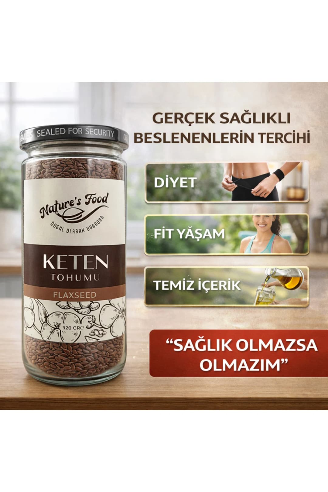 Keten Tohumu Cam Kavanoz Net 320gr