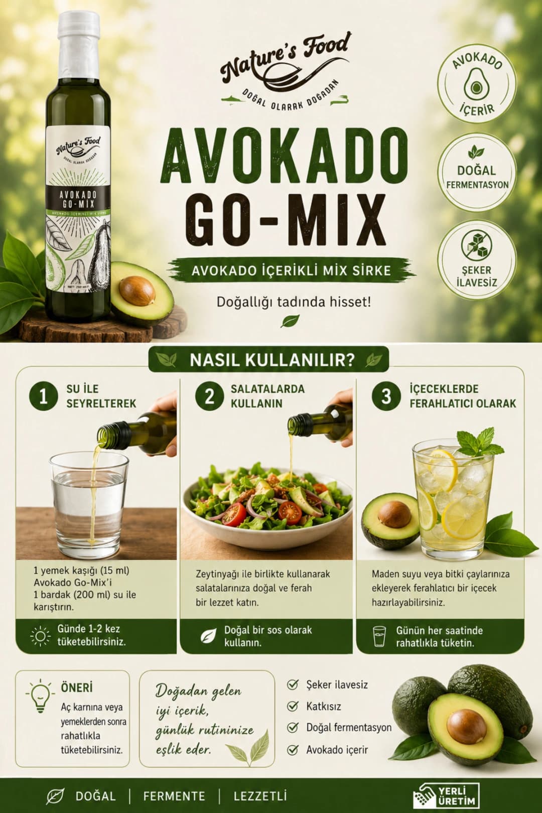 Avokado Go-Mix 250ml Avokado Sirkesi Ananas Sirkesi