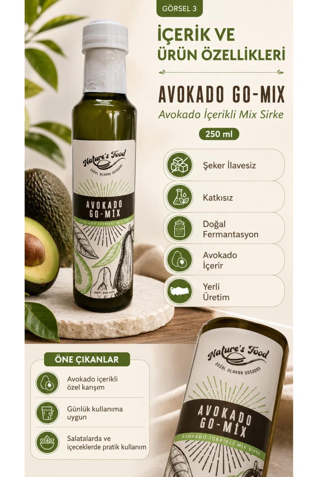 Avokado Go-Mix 250ml Avokado Sirkesi Ananas Sirkesi