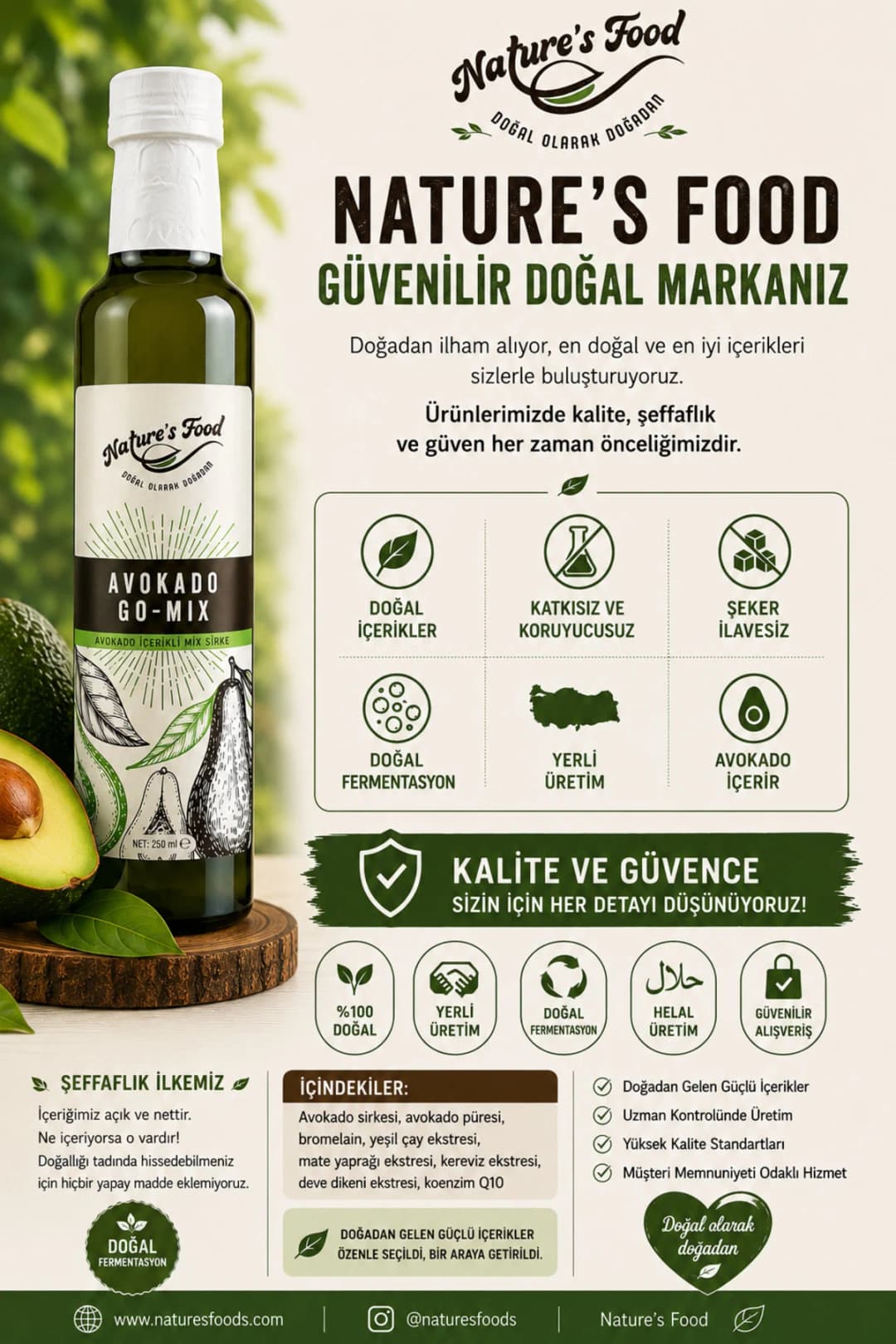 Avokado Go-Mix 250ml Avokado Sirkesi Ananas Sirkesi