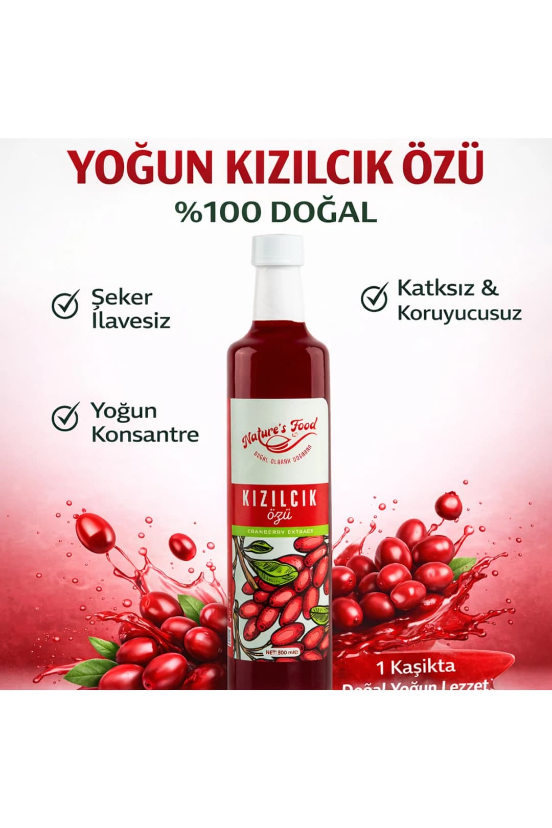 Kızılcık Özü 700gr | Katkısız, Şeker İlavesiz, Antioksidan Kaynağı %100 Doğal