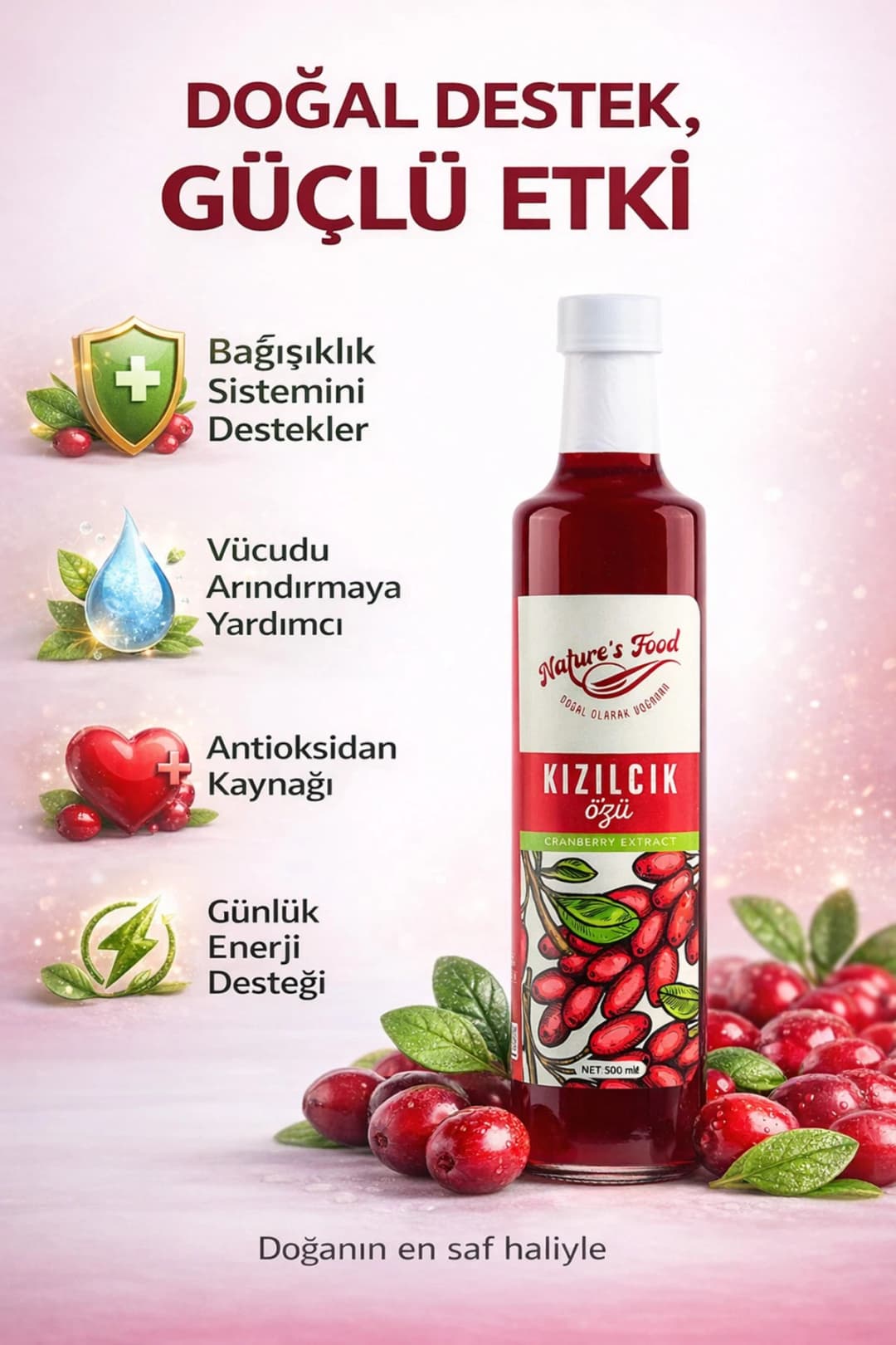Kızılcık Özü 700gr | Katkısız, Şeker İlavesiz, Antioksidan Kaynağı %100 Doğal