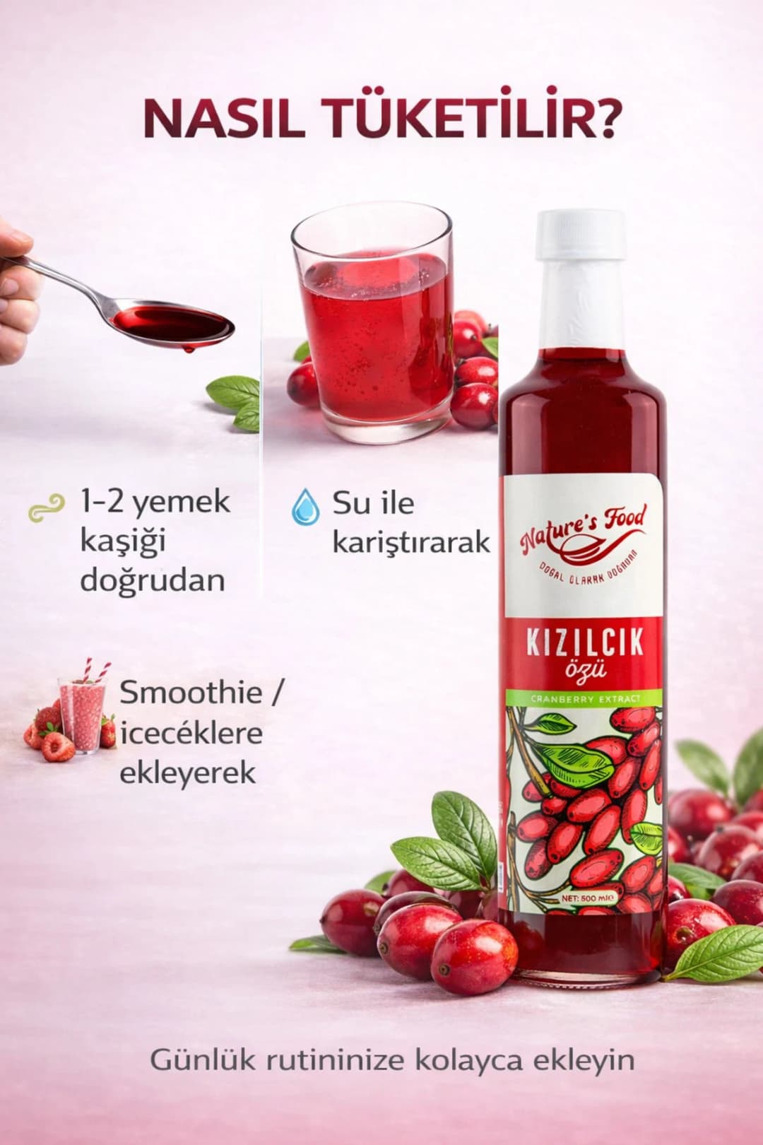 Kızılcık Özü 700gr | Katkısız, Şeker İlavesiz, Antioksidan Kaynağı %100 Doğal