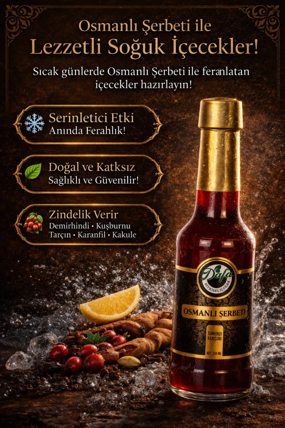 Osmanlı Şerbeti 250 ml | Demirhindi & Kuşburnu | Doğal Baharatlı İçecek | Ferahlatıcı & Geleneksel