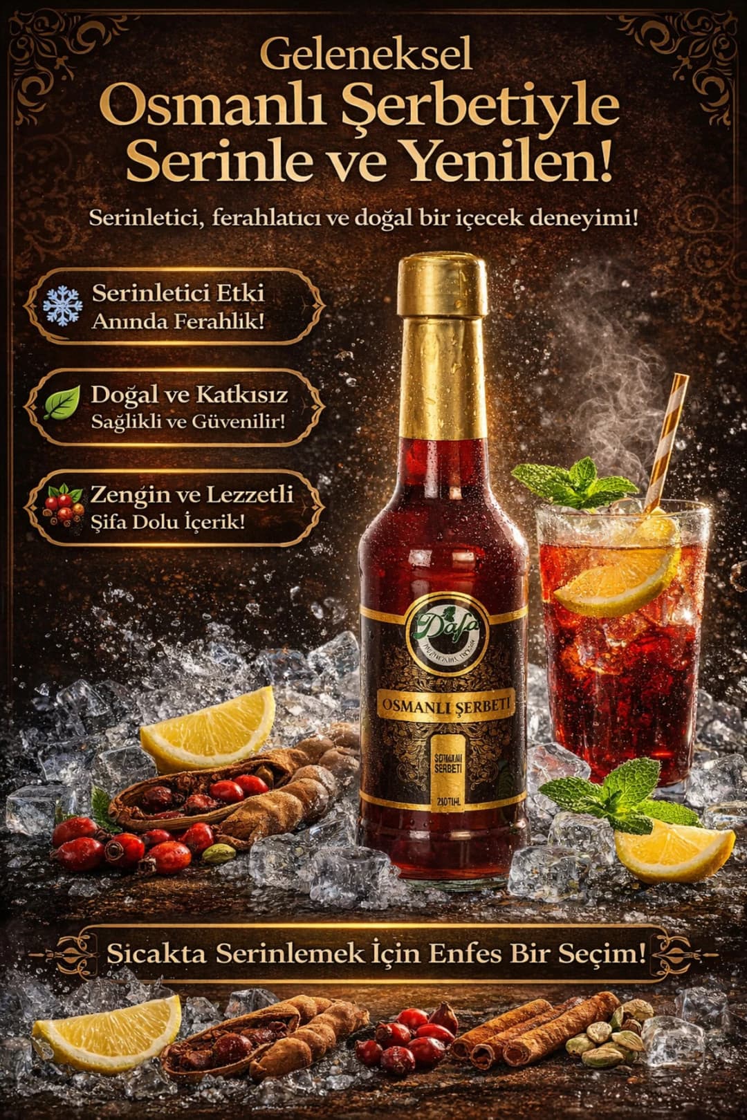 Osmanlı Şerbeti 250 ml | Demirhindi & Kuşburnu | Doğal Baharatlı İçecek | Ferahlatıcı & Geleneksel