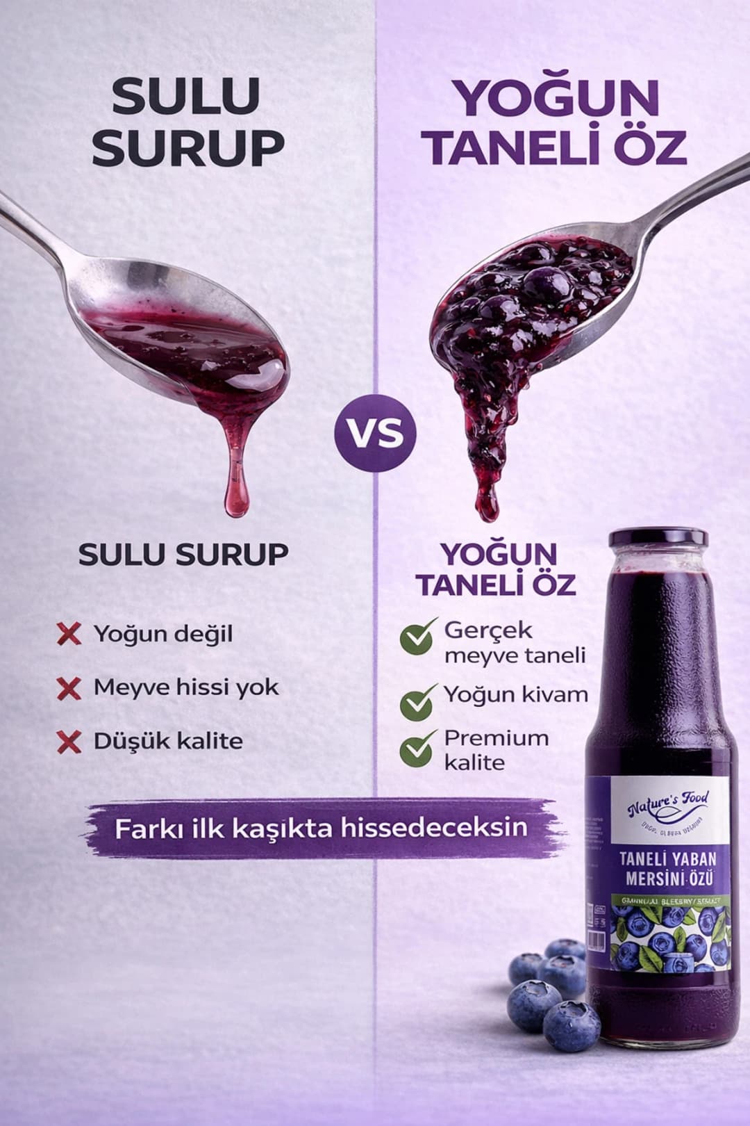 Taneli Yaban Mersini Özü | Şeker İlavesiz • %100 Doğal • Yoğun Kıvam • Katkısız